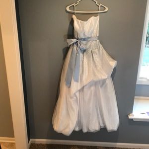 Worn Once. White, Blue, and Silver Prom Dress